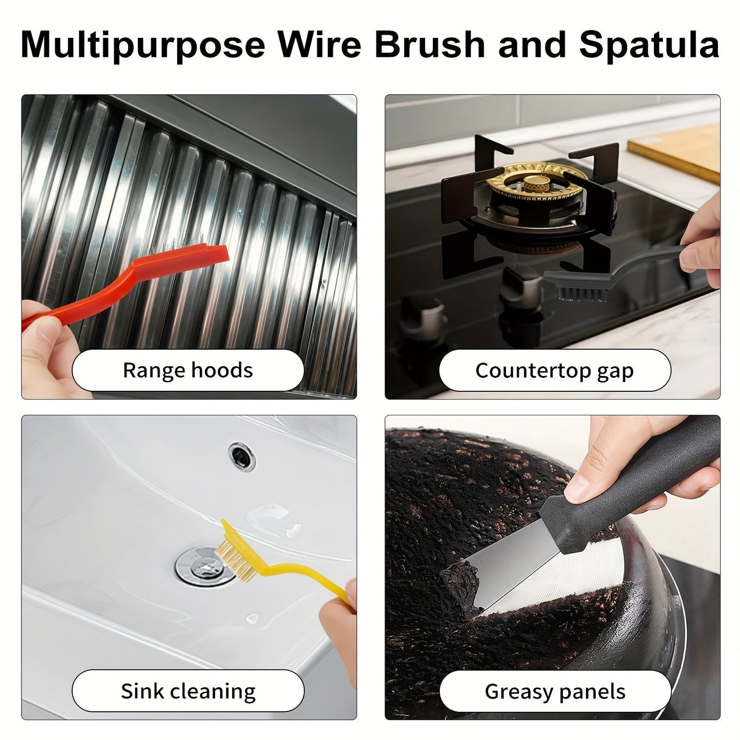 Set of 11 Crevice Cleaning Brushes - Strong Bristles for Narrow Areas, Extended Handle for Kitchen Sink, Mugs & Containers, Great for Cleaning Bathroom, Loo & Window Crevices, Essential Cleaning Supplies for Bathroom