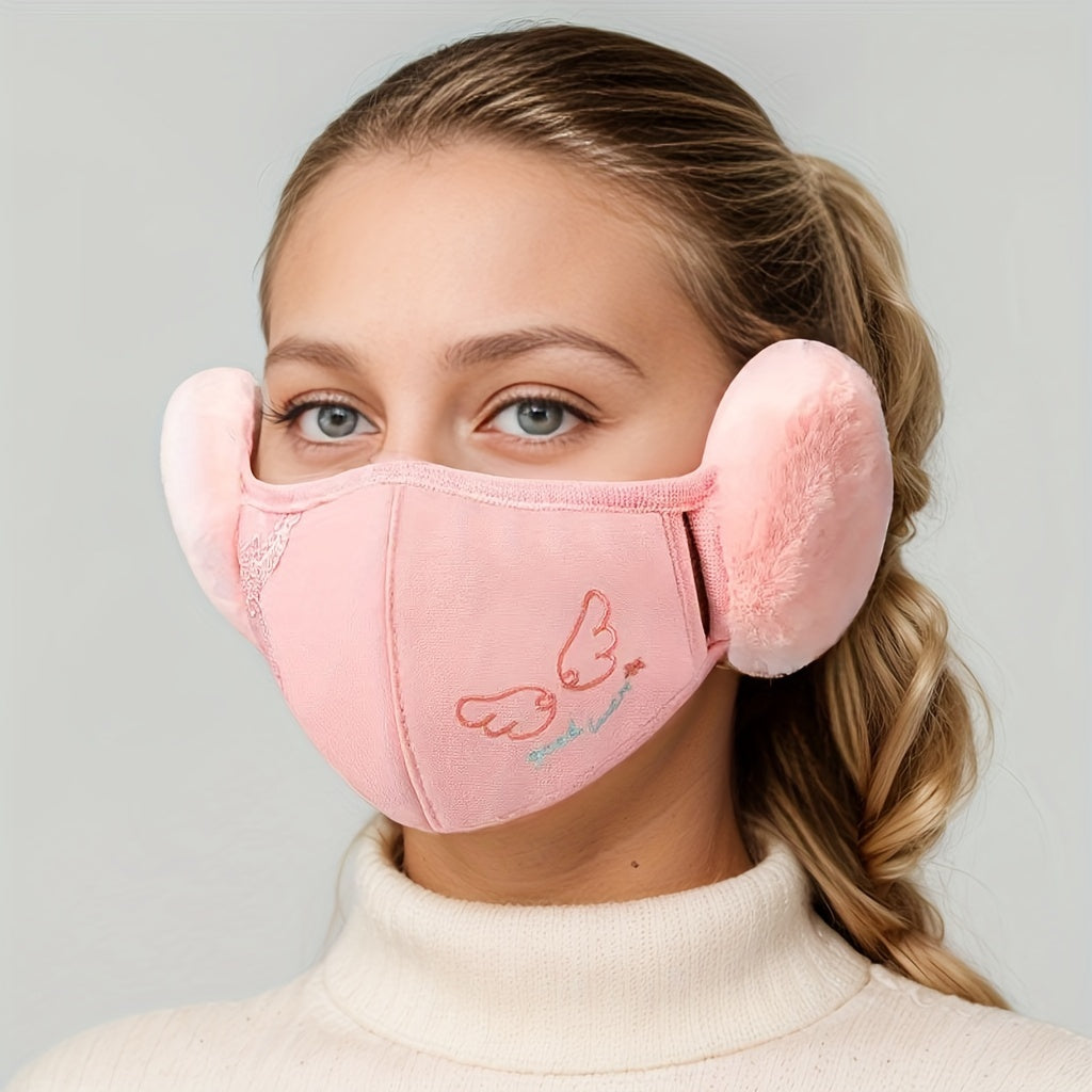 Stay warm this winter with our Women's Winter Ear Muff Face Mask. This unisex ear protector is windproof and breathable, made from stretch polyester fabric that is knitted for added warmth. Hand wash only. A fashionable accessory for ladies.