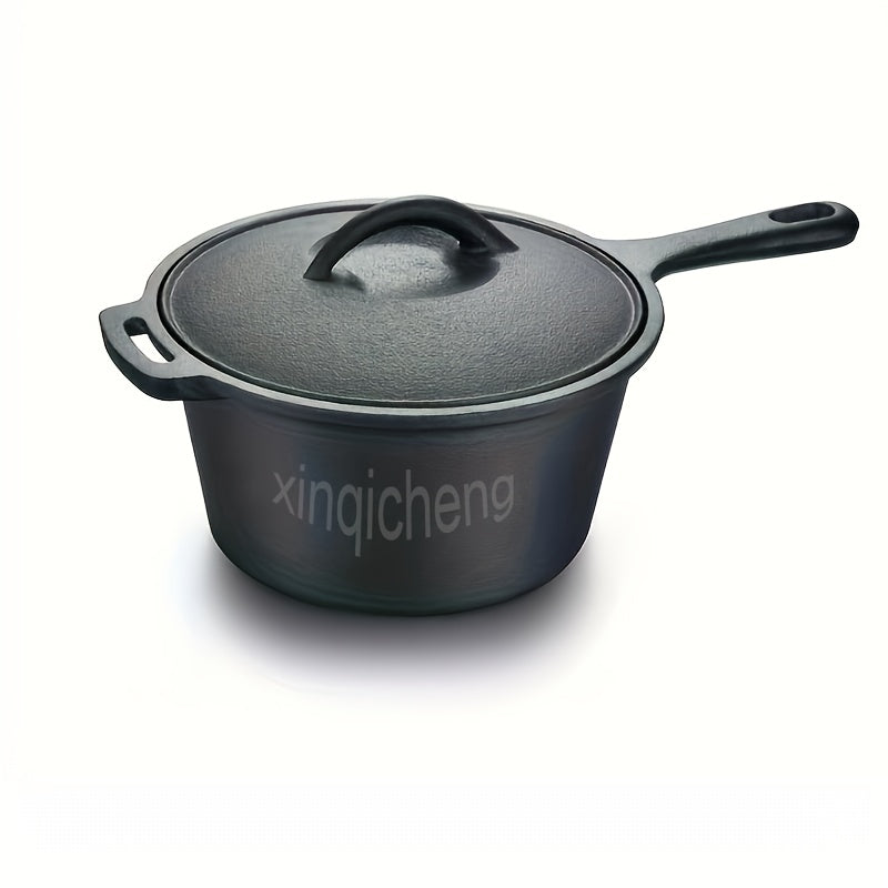 Wide-Ranging Nonstick Cast Iron Skillet with Lid - Safe for Dishwasher, Works with Gas & Induction Stoves, Ideal for Home Cooks