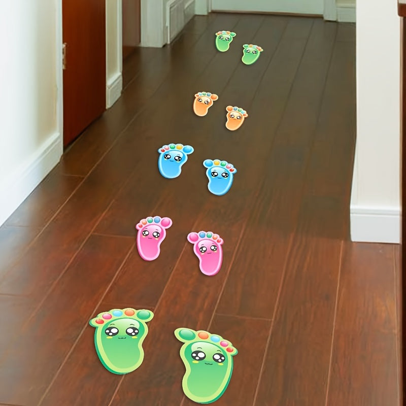 30-Pack Footprint-Shaped Floor Stickers for Indoor Directional Guidance in Hallways & Events