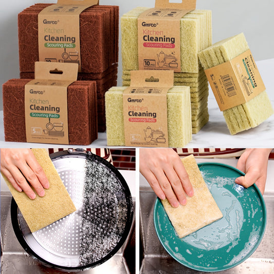 The Multifunctional Plant Fiber Scouring Pad Kit includes a Thickened Double-Sided Cleaning Sponge, Dishwashing Towel, and Brush Pot for use in the Kitchen, Bathroom, and Living Room. This kit features a Lightweight Rectangular Jute Weave design and