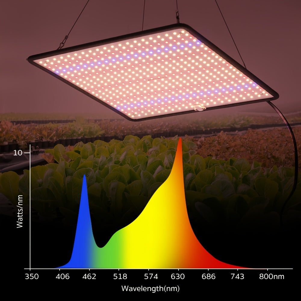 Energy-efficient 45W LED grow lights for indoor plants, ideal for greenhouse hydroponics. Low noise, heat dissipation, durable LEDs with integrated design. EU plug for greenhouse lighting.