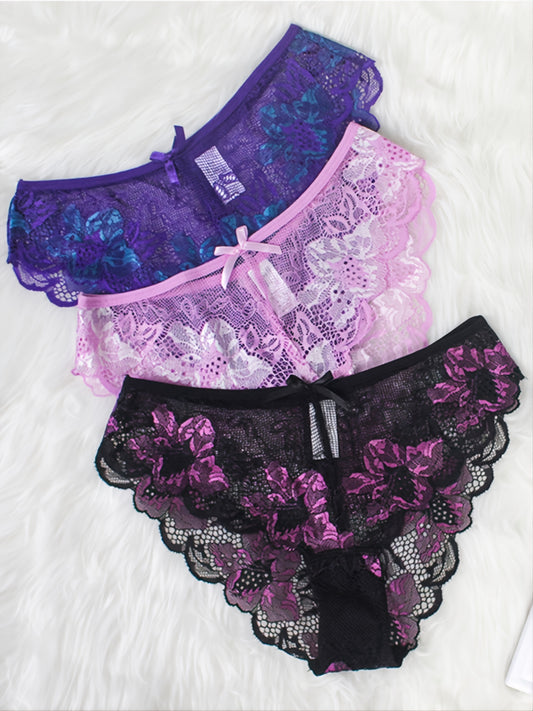 Sensual lace low waist panties for women, with a breathable and alluring hollow design.