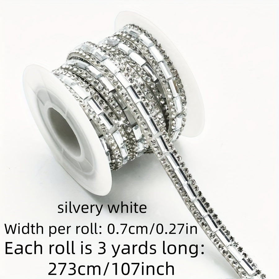 Decorate in style with this versatile Self-Adhesive Rhinestone Trim Strip! Measuring 0.7cm wide, this crystal ribbon applique is perfect for adding a touch of glamour to your DIY fashion projects, shoes, car decor, and festive embellishments.