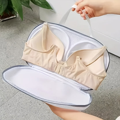 Sturdy Mesh Bra Wash Bag with Handle & Zipper - Protects and organizes lingerie during laundry.