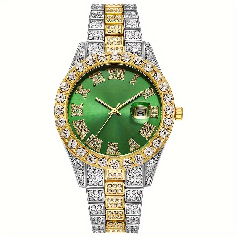 Men's Fashion Trend Rhinestone Calendar Watch