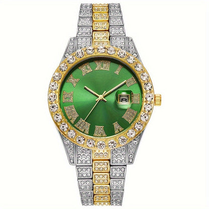 Men's Fashion Trend Rhinestone Calendar Watch