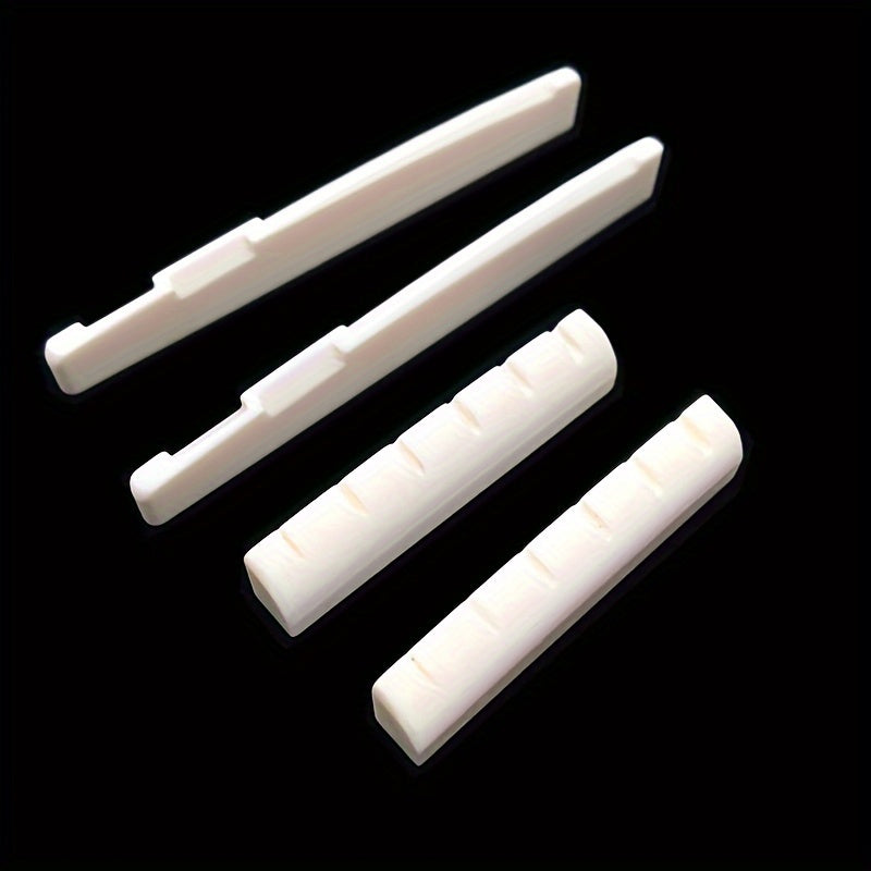 1 set of 2 pieces 6-string acoustic guitar bone bridge saddle and nut made of real bone