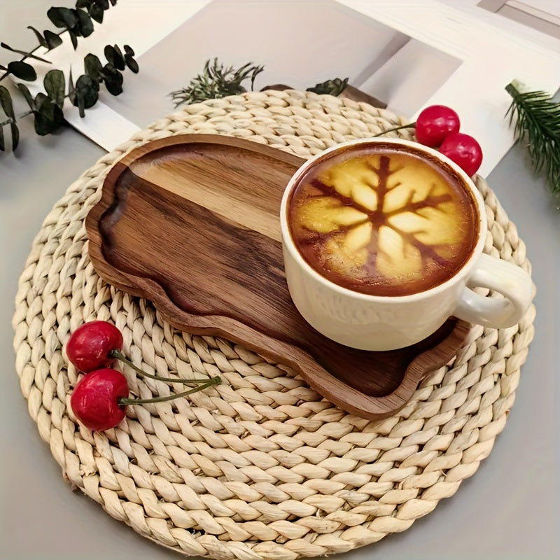 1pc Acacia Wood Dinner Plate with Multiple Uses such as Tabletop Decor, Salad Plate, Tea Plate, Decorative Tray, Coffee Table Base, Farm Food Storage and Holiday Birthday Decoration Candle Tray.