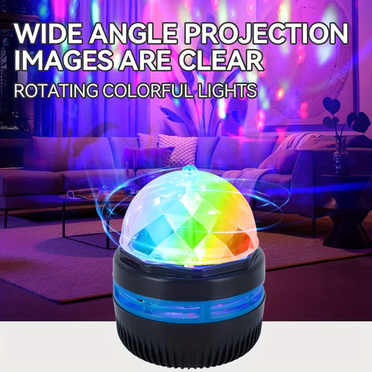 Светильник LED Galaxy Projector с вращающимся магическим шаром для спальни, вечеринки, USB-питание, современный дизайн, ABS-материал, динамические световые эффекты, 8x8x10.5 см, настольный проектор.