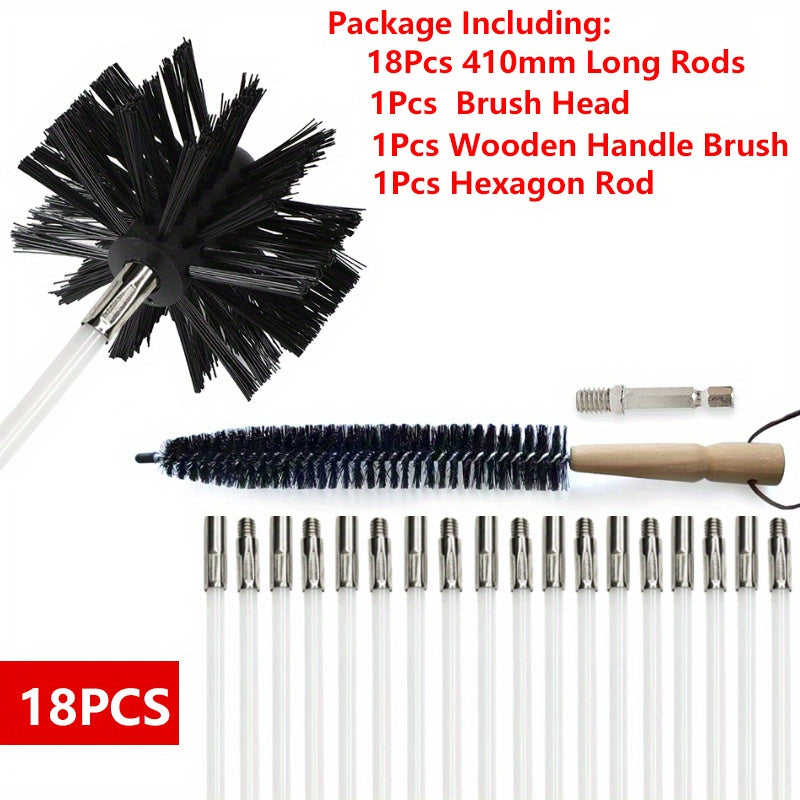 Get your fireplace chimney and dryer vents squeaky clean with this convenient kit featuring multiple components. Includes a 100mm head brush, 410mm long handle, and reusable plastic handle. Reach 19.68-30ft for thorough cleaning.