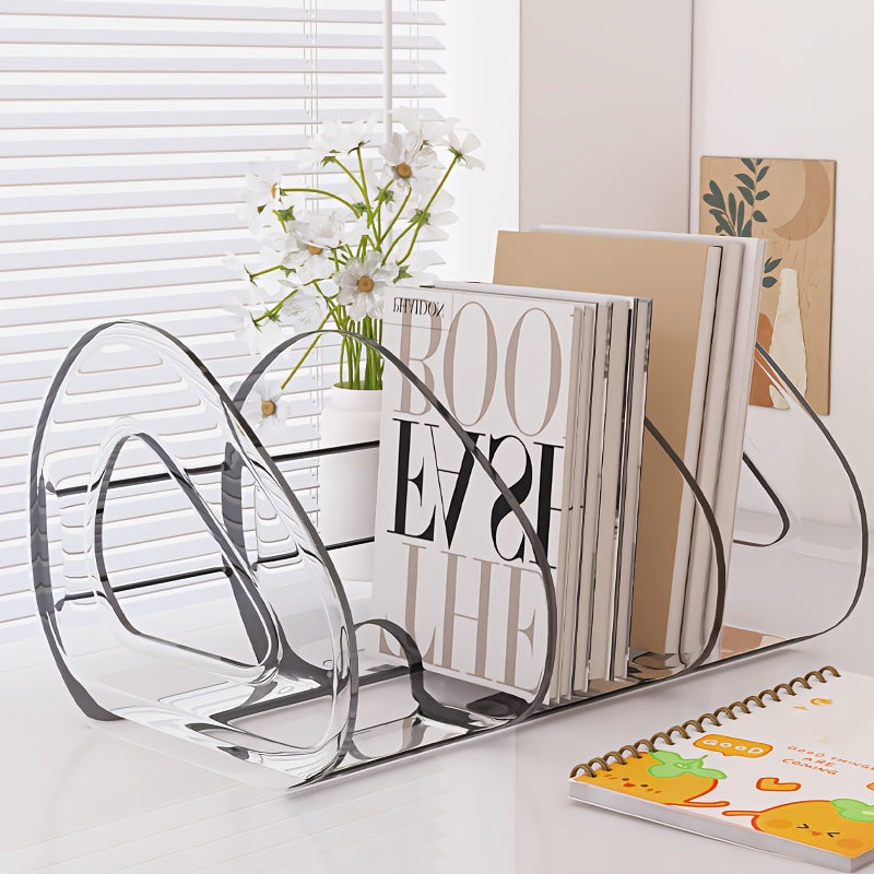 1 piece Heart Leaf Bookshelf, detachable and mobile, with large opening for easy access, made of plastic for home office storage.