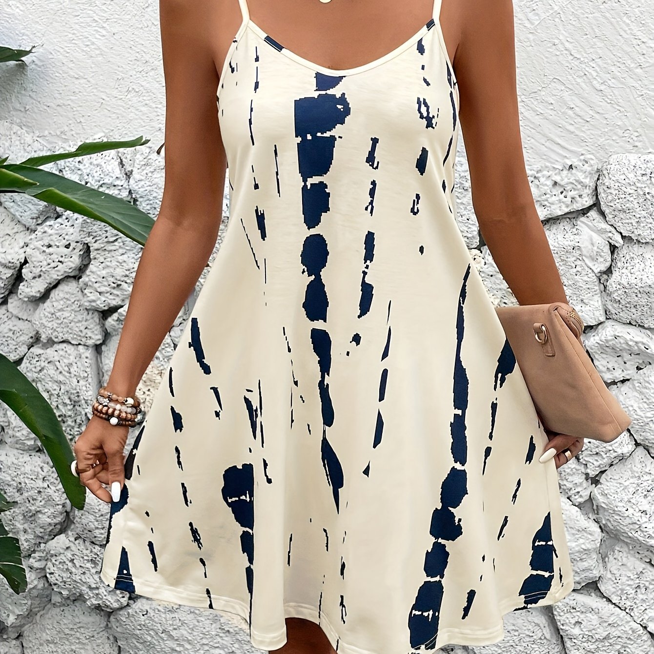 Casual lounge dress for women with tie dye print and loose fit for comfortable home wear.