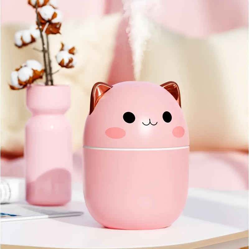 Pet-shaped mini humidifier, 8.45oz, USB powered, 36V, aromatherapy essential oil diffuser, portable mist spray, multi-mode adjustable, for home and car.