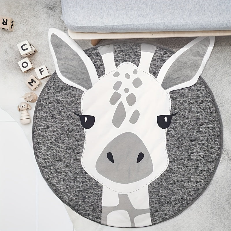 Adorable 3D Animal Round Crawling Mat - Soft Baby Play Mat with Thick Cotton, Detachable Liner & Zipper Closure. Ideal for Decorating Kids' Rooms and Adding Fun to Playhouses! Great Easter Present