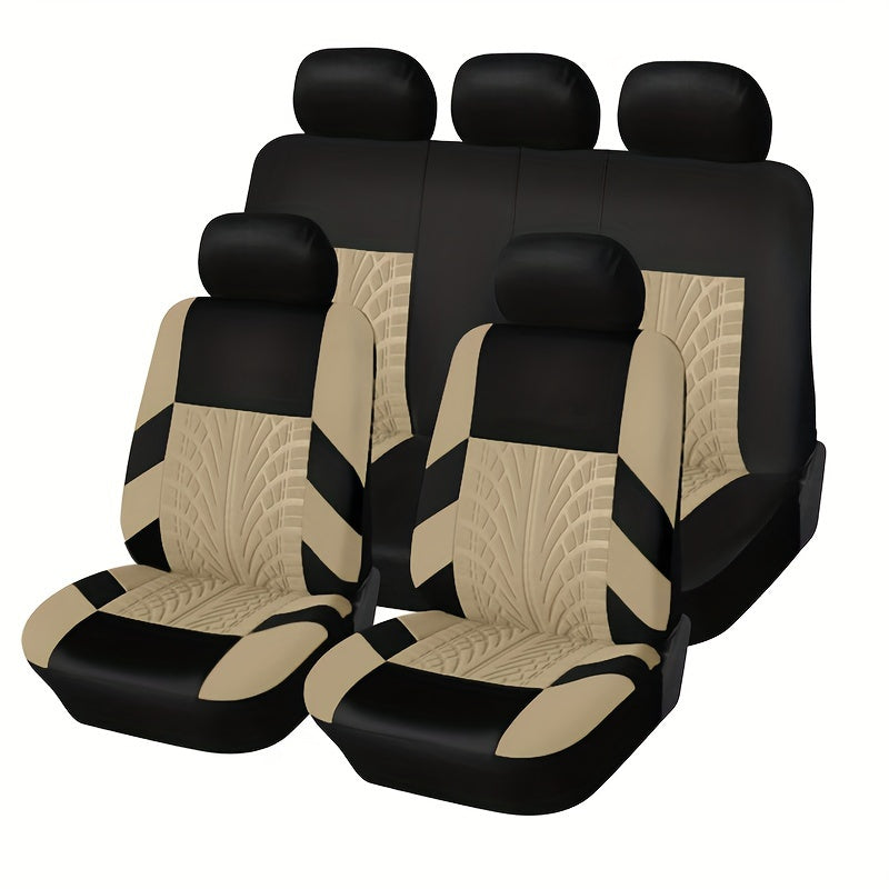 Sport Style Tire Tracking Car Seat Cover, Universal Size Fit For 5 Seats Cars, SUVs, Pickup Trucks