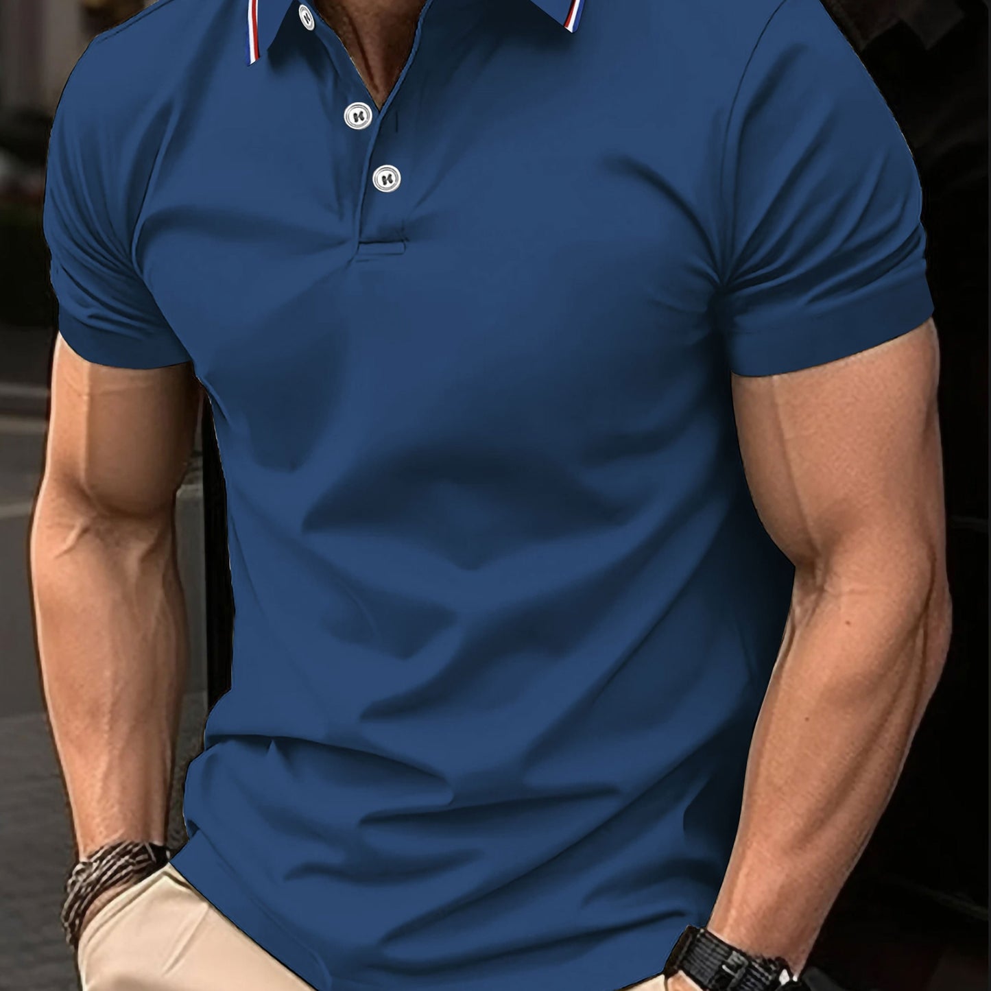 Men's summer shirt, business casual style, quick-drying and breathable with short sleeves.