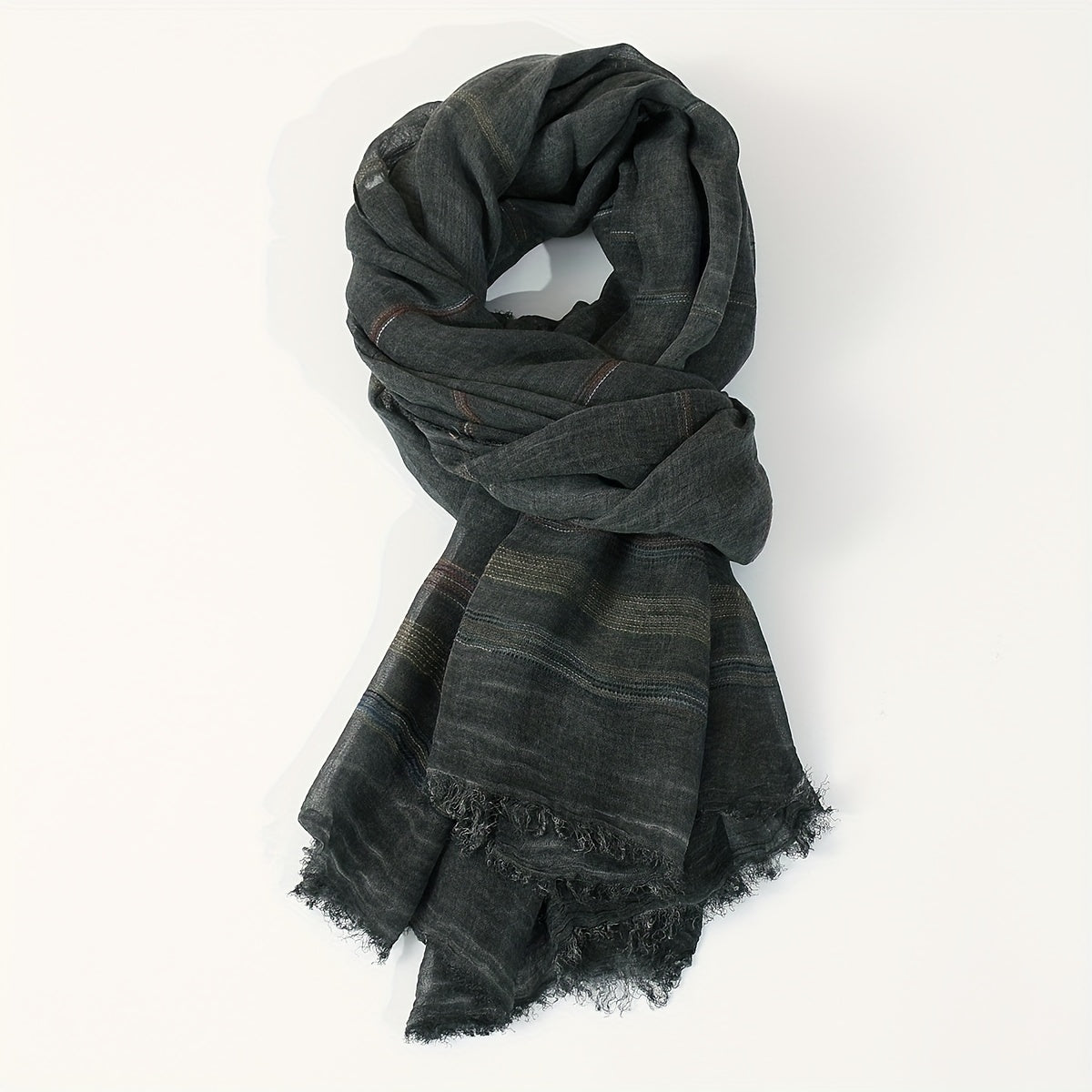 [Bestselling] Men's Stylish Striped Scarf - Made with 100% Rayon, Suitable for All Seasons, Features European And American Design, Expertly Woven