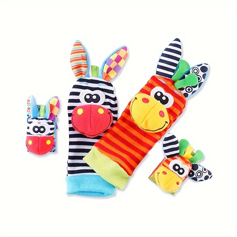 Infant Animal Wristband with Rattle, Watch, Socks, and Puzzle Toy for Babies