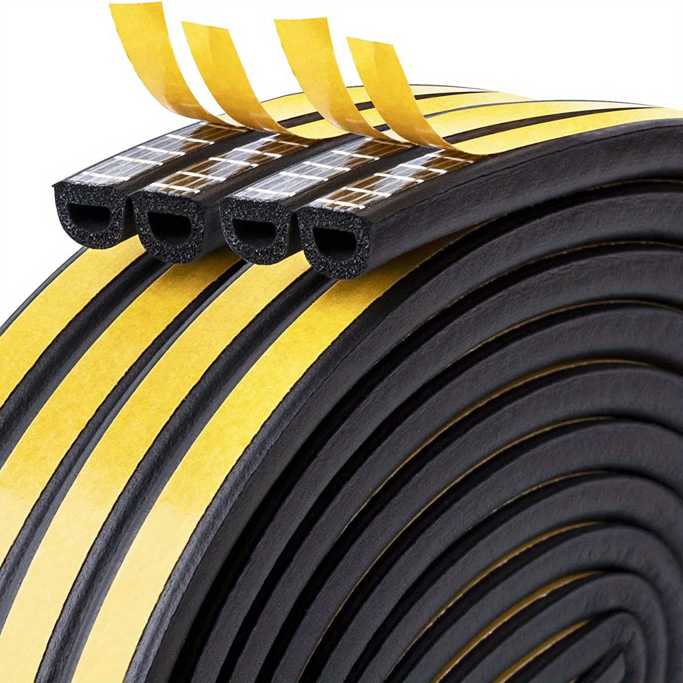 10.06m JABUKOSU Rubber Weather Stripping for Doors and Windows, Self-Adhesive Insulation Seal Strip, Fire Rated 90 Minutes, Weatherproofing with Collision Avoidance