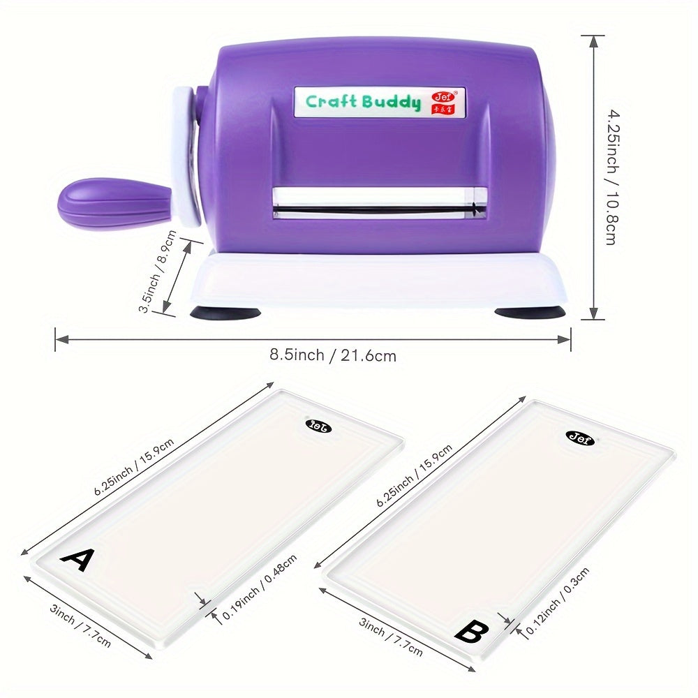 Craft Buddy Scrapbook Die Cutting Embossing Machine with 5 colors and 1 Set A&B Acrylic Cutting Pads for DIY Scrapbooking Paper Crafts.