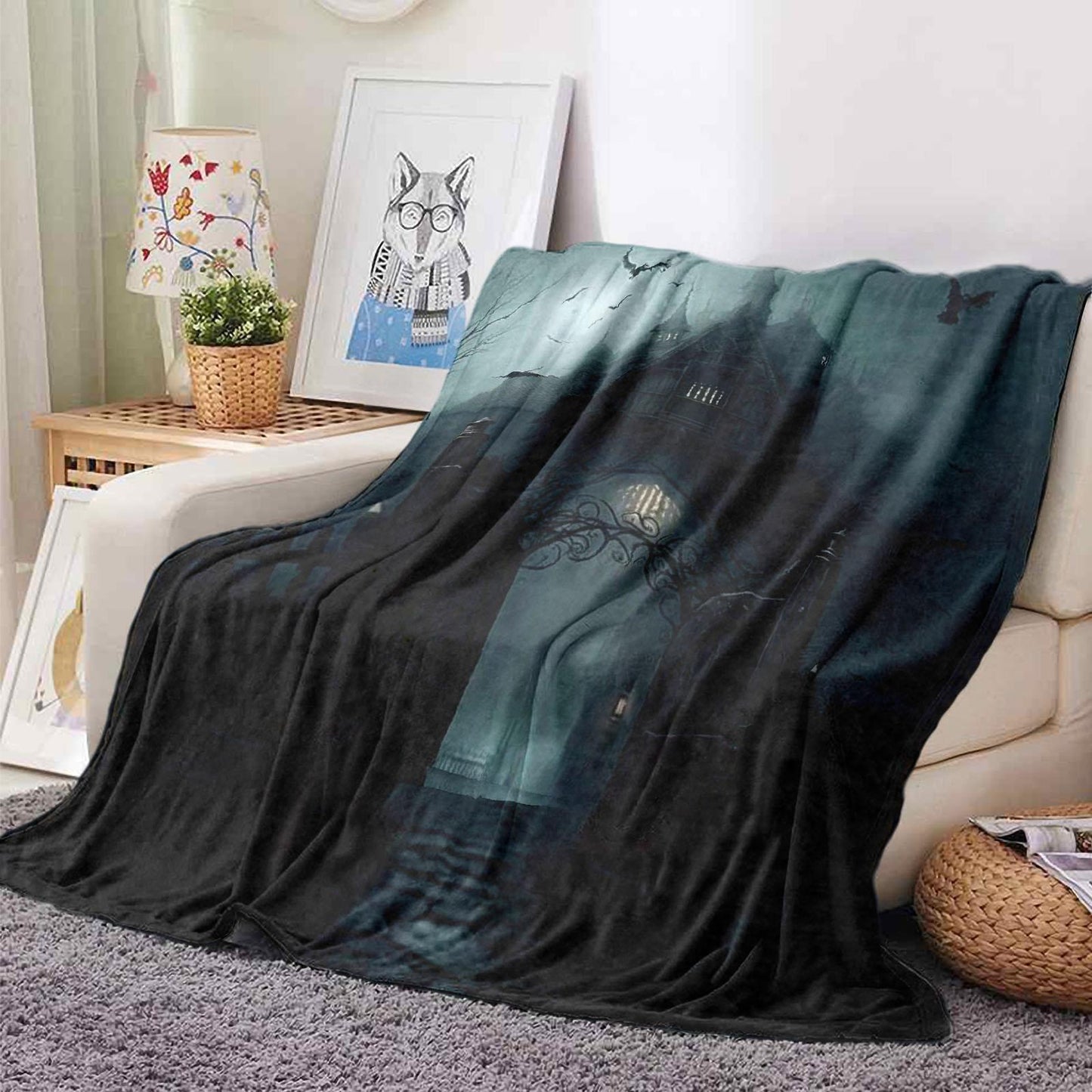 The Ultra-Soft Electric Gothic Flannel Throw Blanket offers a modern take on a classic style, providing year-round comfort. Featuring a bold print and machine washable fabric, this versatile blanket is perfect for cozy nights on the couch, extra warmth