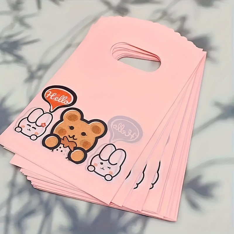 50pcs Cute Cartoon Jewelry Gift Bags - Strong Plastic, Perfect for Rings & Earrings