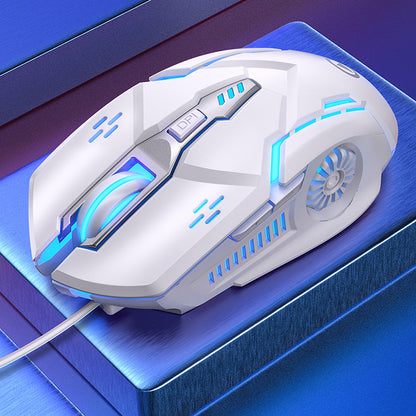 Silent silver mechanical gaming mouse suitable for both desktop and laptop use.