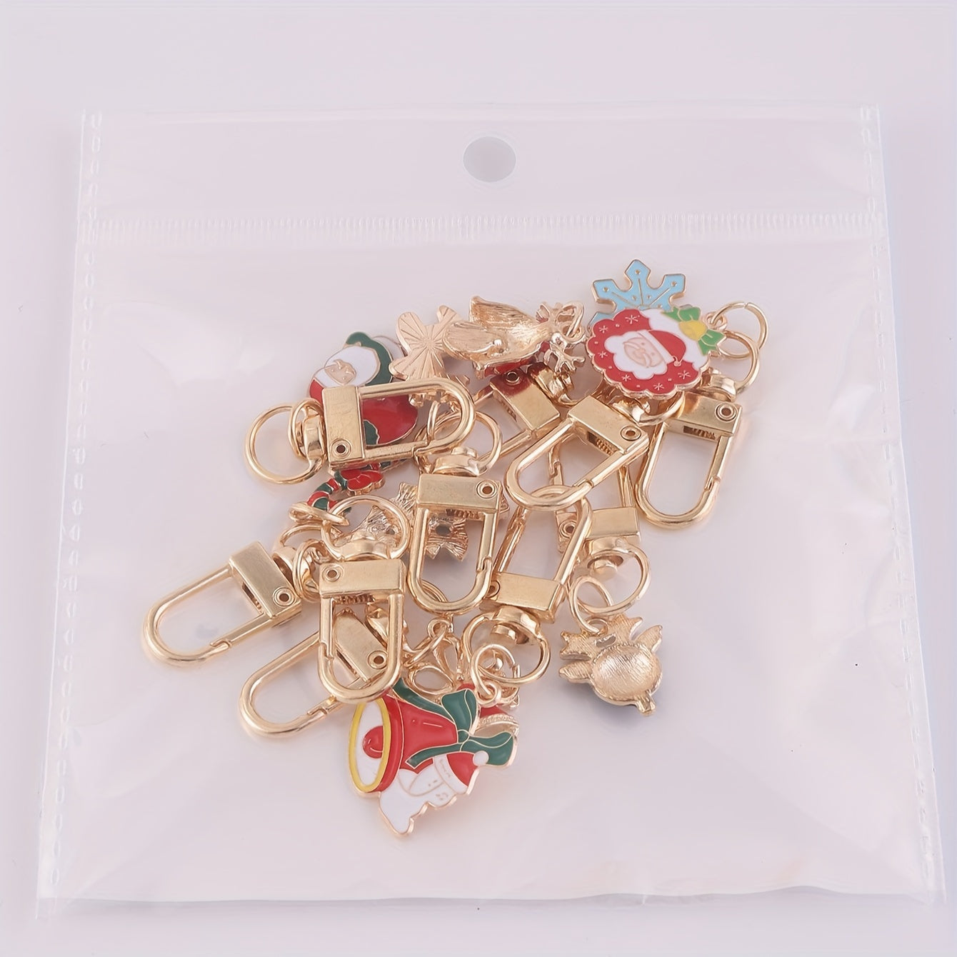 Set of 10 Cartoon Alloy Keychains, Festive Christmas Keyring Charms, Stylish Party Accessories, Women's Fashion Jewelry, Keychain Holders, Carabiner Clips, Unique Decorative Presents