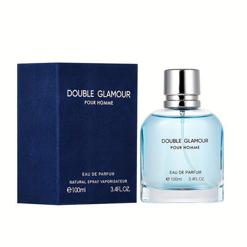 Double Glamour Men's Eau De Parfum - 3.4oz with Refreshing Woody Scent, Citrus & Spicy Notes, Suitable for Dates & Daily Wear, Formaldehyde-Free, Alcohol-Based Spray, Perfect Gift for Him