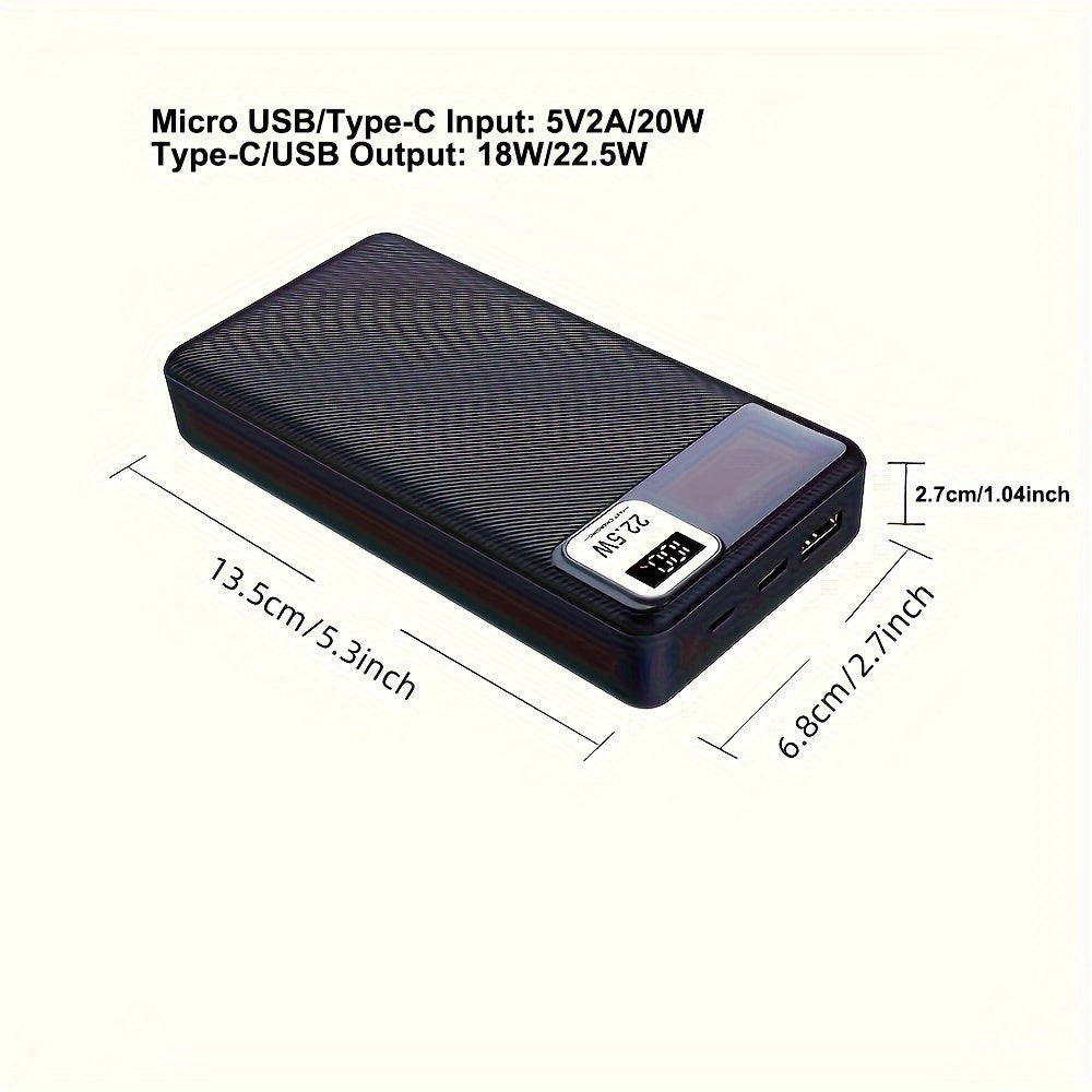 20,000mAh fast charger power bank with PD20W and USB22.5W capabilities.