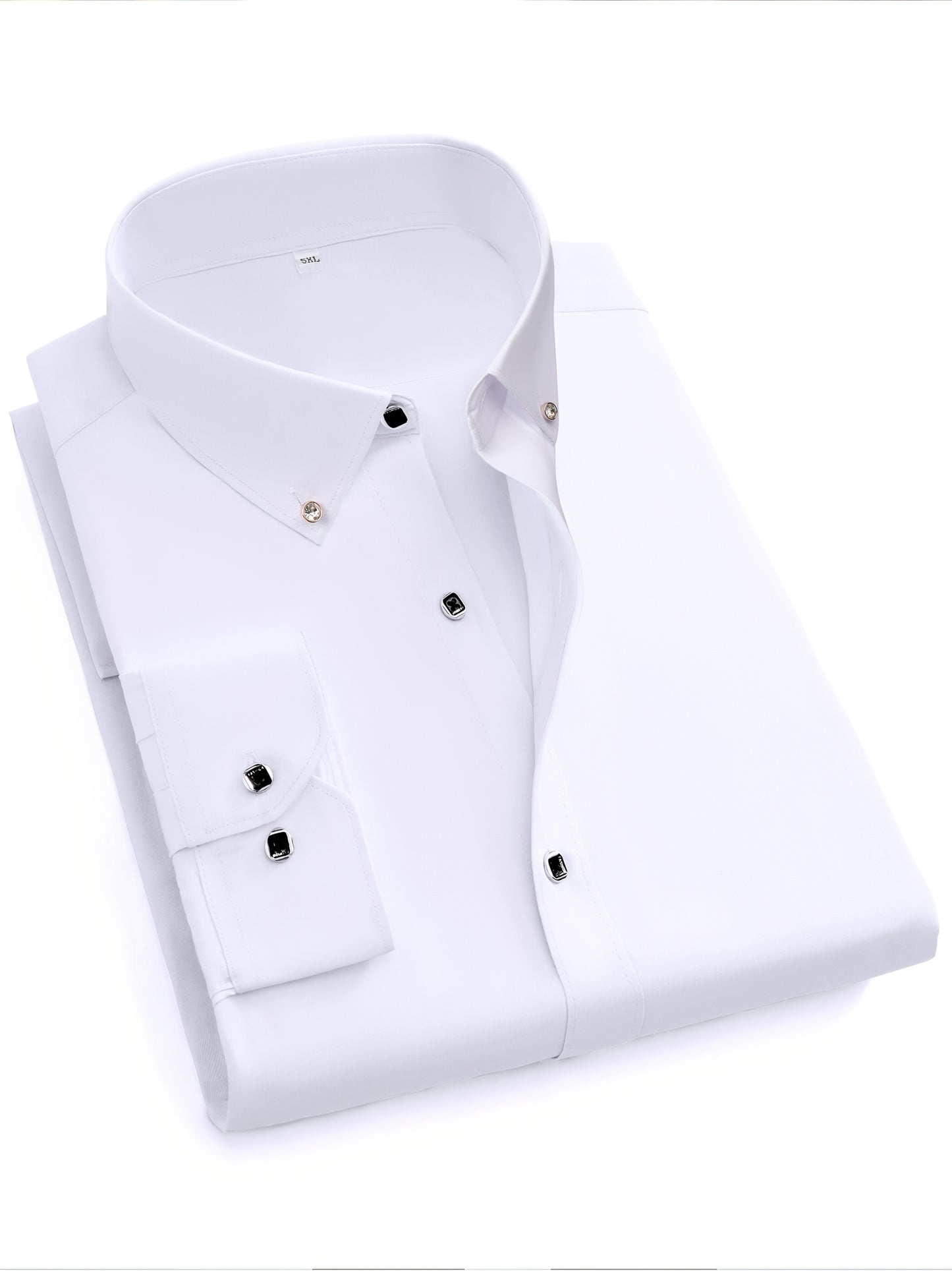 2 Men's Plus Size Dress Shirts, Long Sleeve Collared Button-Ups for Business in Spring/Fall