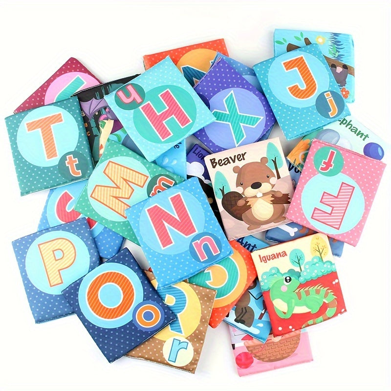 Set of 26 Cloth Books for Early Cognitive Education, Featuring Animals, Letters, Colors, and Numbers. Perfect Learning Toys for Children, Ideal as a Gift.