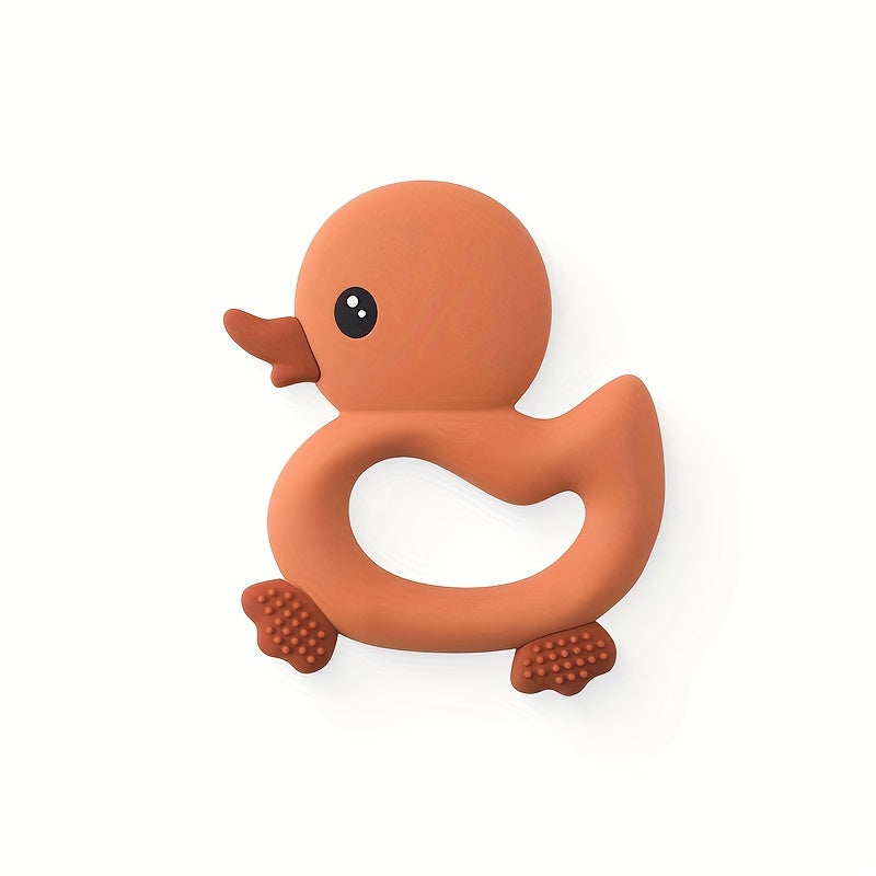 Silicone Teething Toy Shaped like a Duck - Safe for Babies to Chew, Easy to Clean, Ideal Holiday Gift for Christmas, Halloween, and Thanksgiving