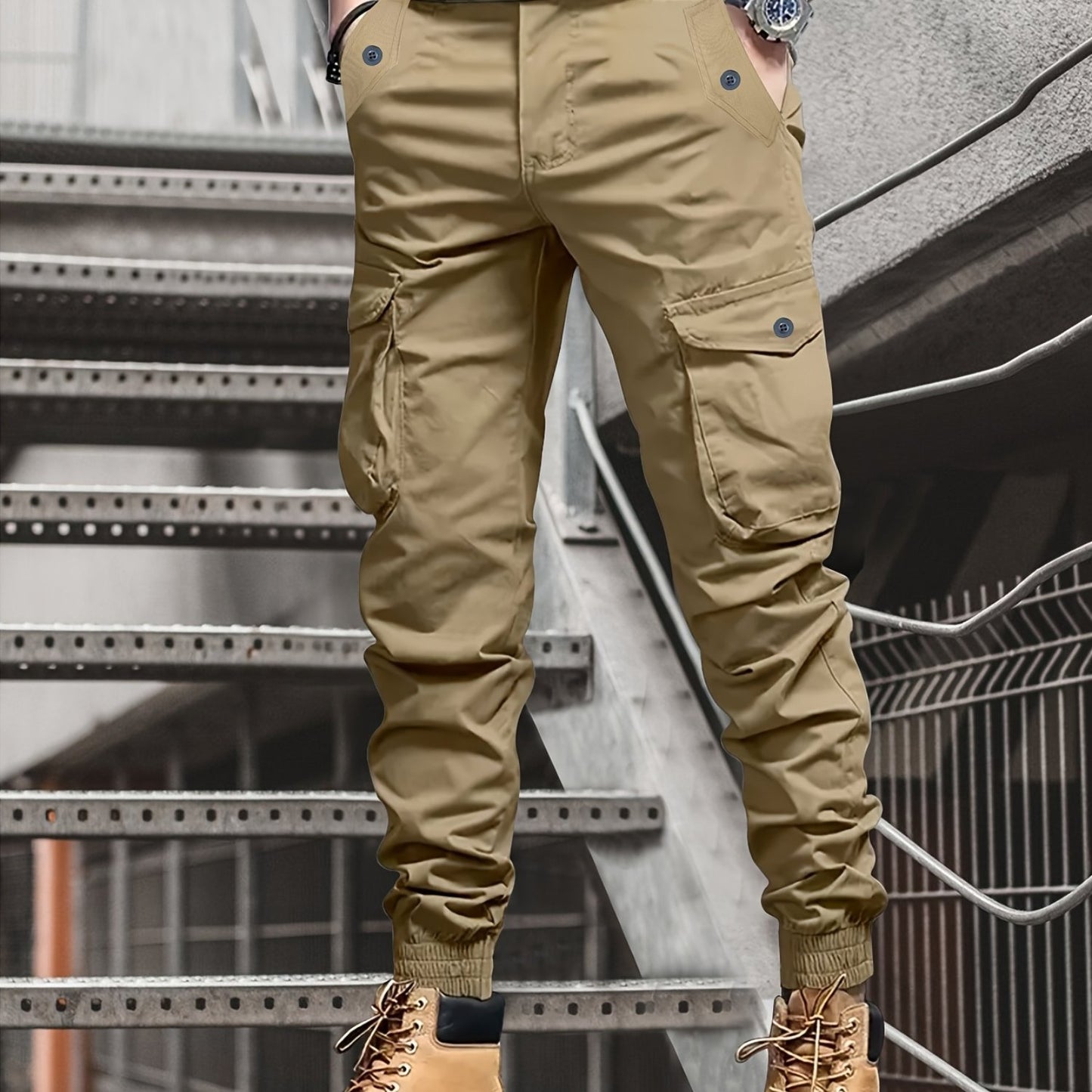 Men's cargo pants with multiple pocket decorations, suitable for spring and summer. Model 2188. Stylish and casual joggers.