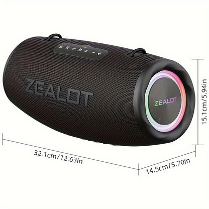 2024 Zealot 80W Outdoor Portable Subwoofer Speaker with Shoulder Belt, HiFi Sound, Dual Pairing, 16000mAh Battery, 24-Hour Playtime, Charging Cable. Compatible with Mobile Devices. Ideal