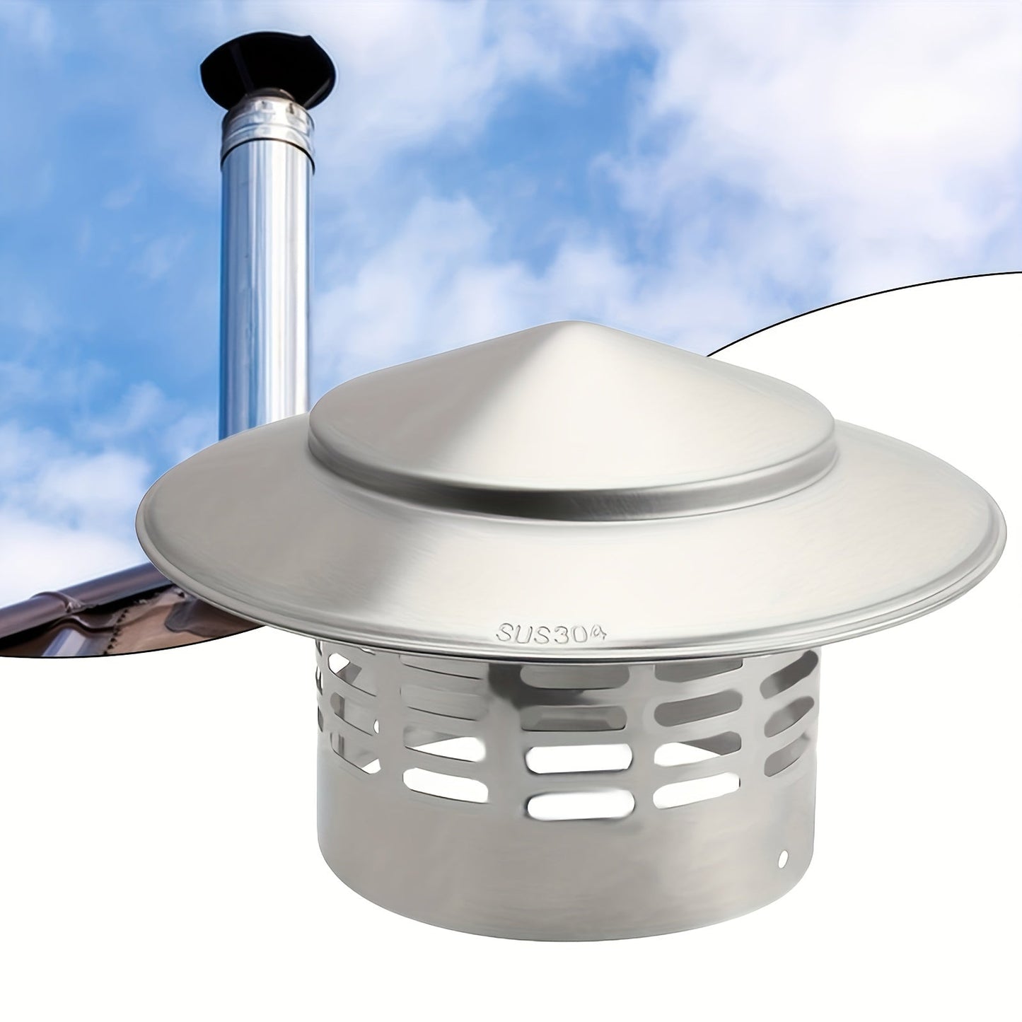 Durable Stainless Steel Chimney Cap - One Pack of Universal Rainproof Vent Top Cover for Flue & Duct Pipes - Weather-Resistant Outdoor Roof Ventilation Cap