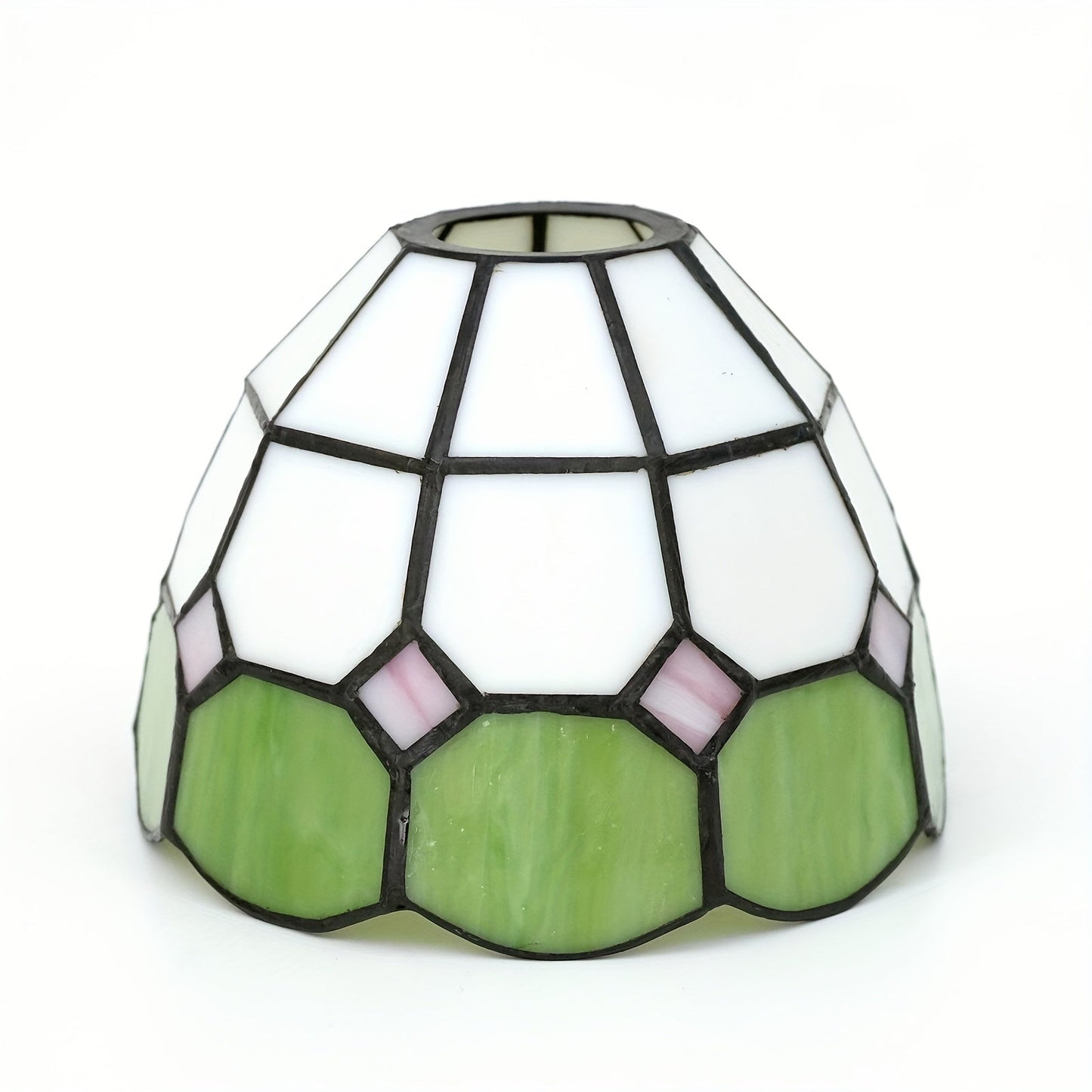 This 6-Inch Leaf Pattern Handcrafted Stained Glass Lamp Shade is an artisan crafted decorative piece perfect for pendant and wall lighting fixtures. Suitable for ages 14 and up, this lampshade does not include any battery or wireless features.