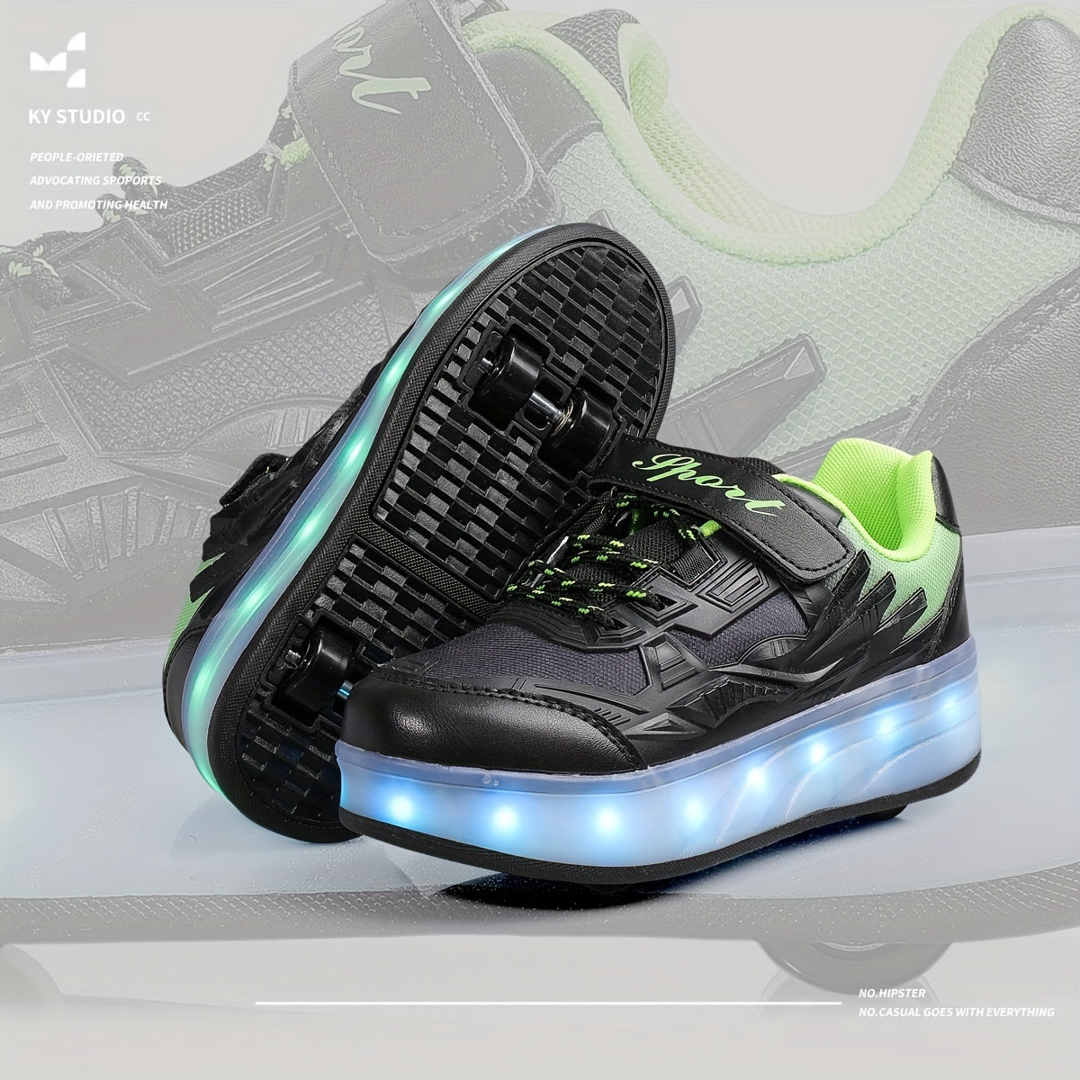 Stylish low top roller shoes with LED lights for girls, lightweight and breathable with anti-slip wheels for all seasons, suitable for indoor and outdoor use.