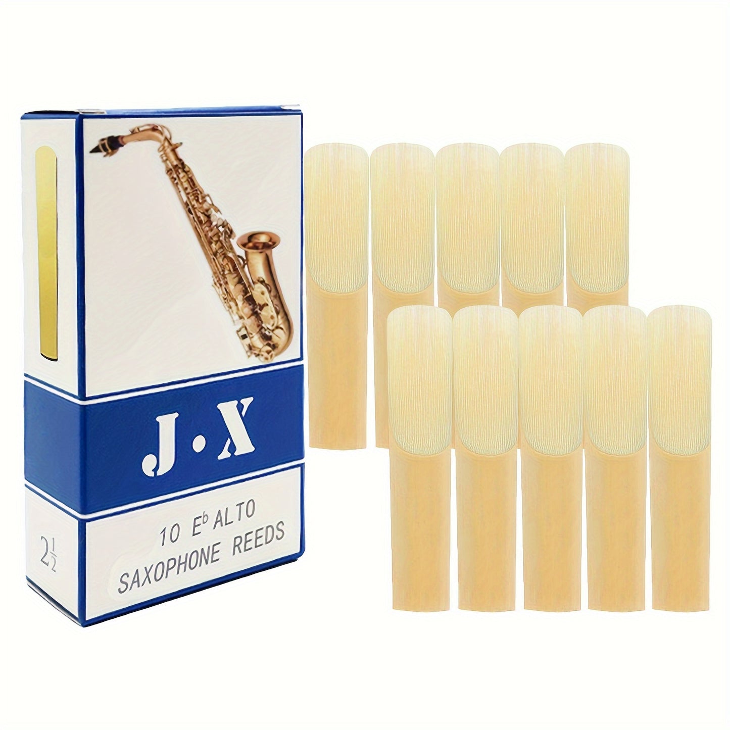 10 J.X Alto Saxophone Reeds, Strength 2.5, Bright Yellow Canary Reed, Eb Sax Accessories with Individual Packaging