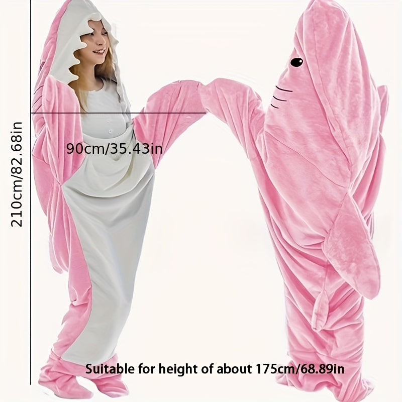 Shark Blanket Hooded Jumpsuit Pajama, made of Super Soft Flannel for Ultimate Comfort at Home