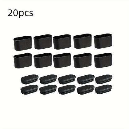 Protect your table and desk feet with our set of 10/20pcs Oval Chair Leg Caps. These black rubber end covers feature transparent windows and are great for non-electric pipe end caps.