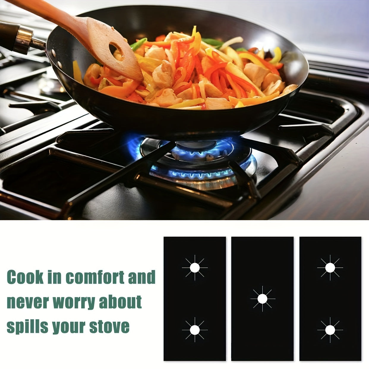 Three pieces of Gas Stove Protective Cover Set, including Anti-dirty Pad, Gas Stove Protection Pad, Anti-fouling And Oil-proof Pad, and Cleaning Pad