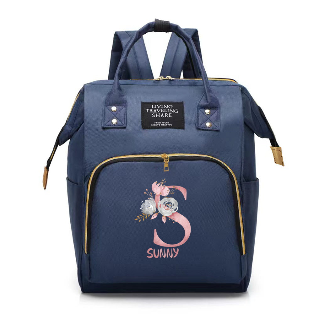 Customizable Mommy Backpack featuring A-Z Initial - Spacious Diaper Bag, Long-lasting Oxford Fabric, Ideal for Traveling & Nursing Must-haves.