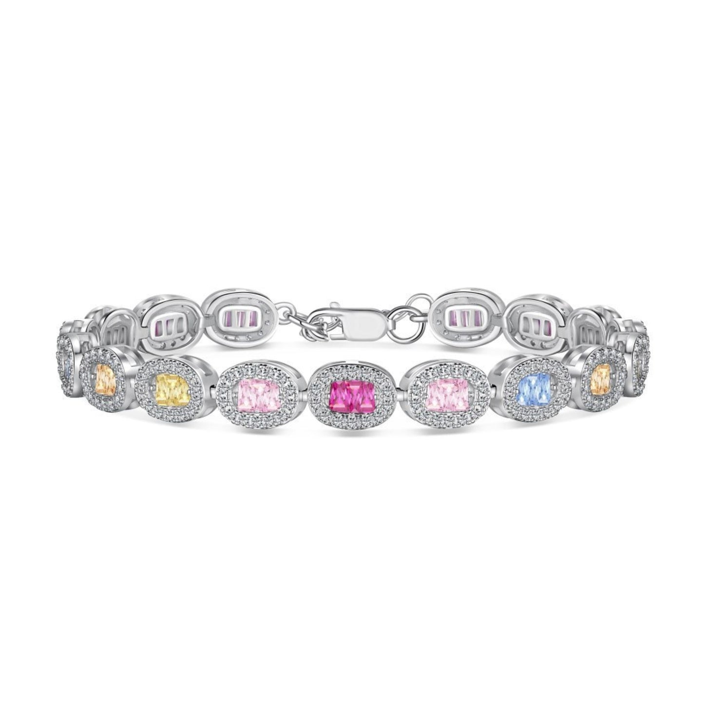 Gorgeous 925 Sterling Silver Bracelet for Women, adorned with Synthetic Zirconia and Rhodium Plating, Perfect for Everyday Wear or Dressing up for Special Occasions. A Stunning Gift for Birthdays, Anniversaries, Halloween, and Christmas - Weighs 10.68g.