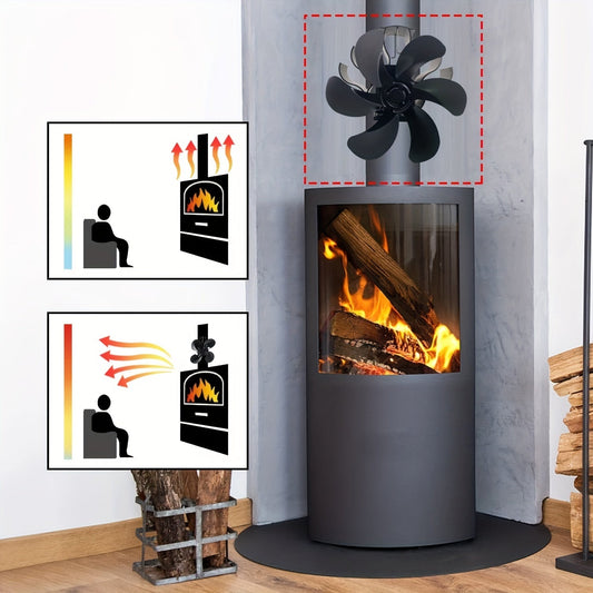 Upgrade your fireplace with the sleek Polished Aluminum 6-Blade Stove Fan featuring an adjustable clamp. This heat-powered wood stove fan silently circulates air, creating efficient ventilation in your fireplaces. Say goodbye to noisy electric fans, the