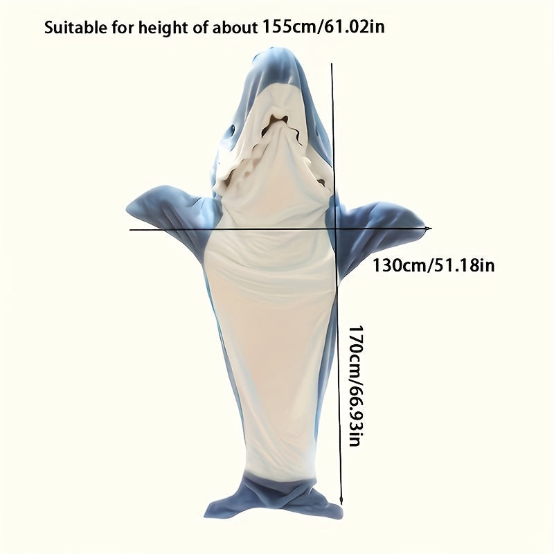 Shark Blanket Hooded Jumpsuit Pajama, made of Super Soft Flannel for Ultimate Comfort at Home