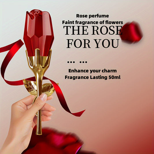 Elegant red rose perfume for women - Long-lasting floral scent, 50ml, ideal gift, formaldehyde-free and alcohol-based.