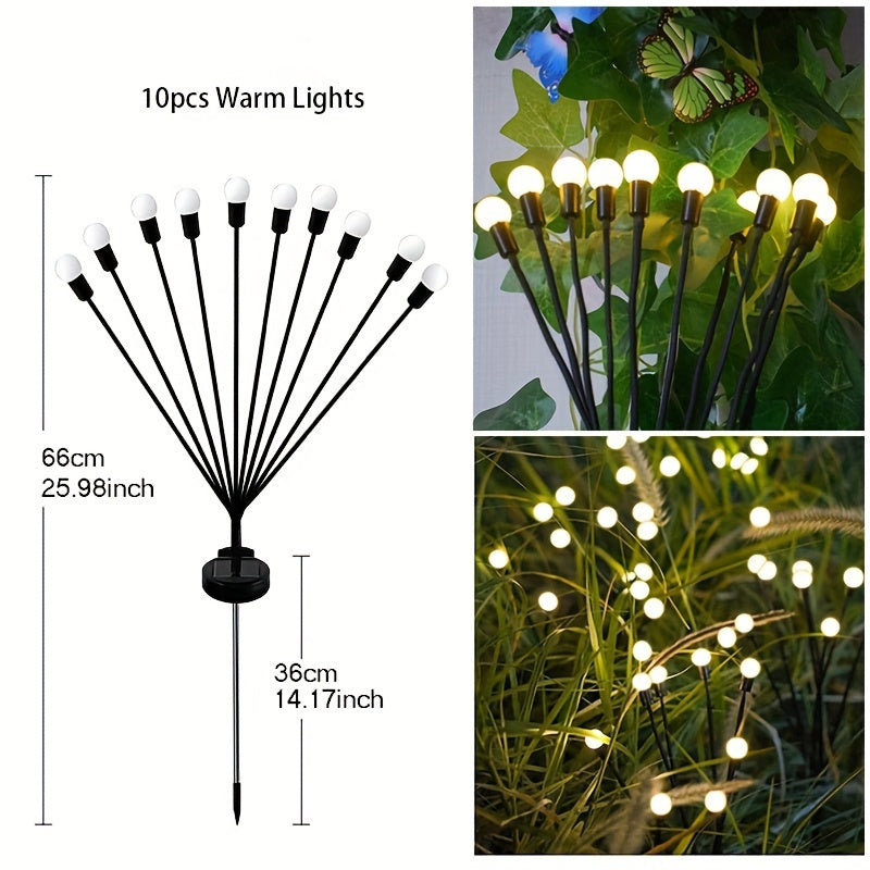 6/8/10 Solar Lawn Lamps with Wind-Driven LED Firefly, Garden Festival Decoration