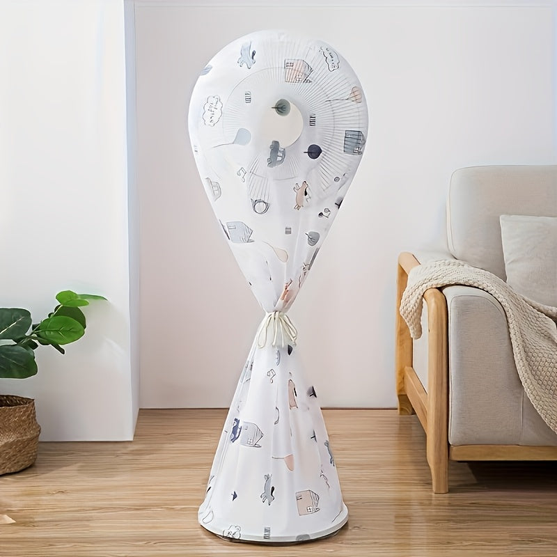 Waterproof and Dust-Proof Velvet Elastic Electric Fan Cover - No Power Required, Ideal for Kitchen and Dining Room Floor Standing Fans